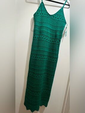 Green Crochet Midi Dress